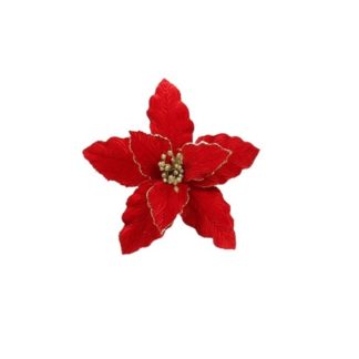 Poinsetia Vermelha com Glitter Dourado 50cm