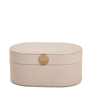 Caixa Decorativa Oval em MDF Bege
