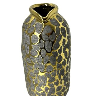 Vaso em Cerâmica Dourado e Cinza