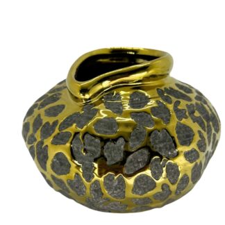 Vaso em Cerâmica Dourado e Cinza