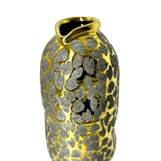 Vaso em Cerâmica Dourado e Cinza