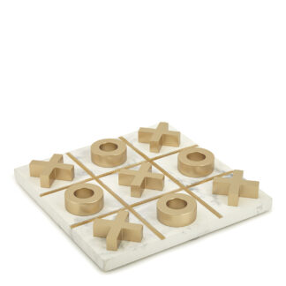 Jogo da Velha em Cimento e Resina Off White e Dourado