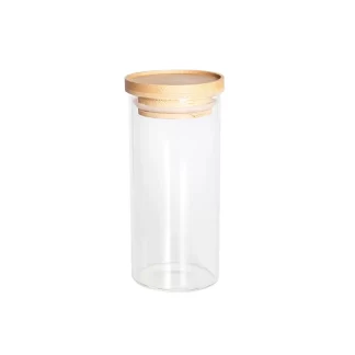 Pote de Vidro com Tampa Hermética de Bambu Empilhável 150ml