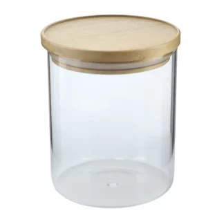 Pote de Vidro com Tampa Hermética de Bambu Empilhável 800ml
