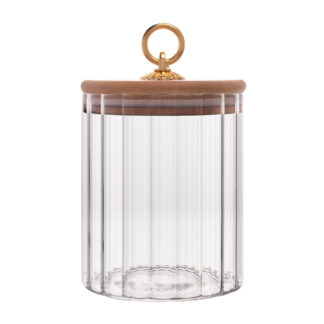 Pote de Vidro com Tampa Hermética de Bambu