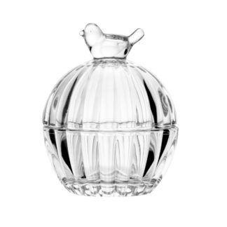 Pote de Cristal com Tampa Bird
