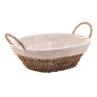 Cesta Oval de Sisal com Forro em Tecido
