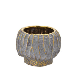 Vaso em Cerâmica Dourado e Cinza