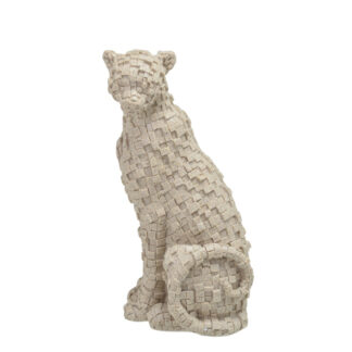 Escultura Leopardo Bege em Poliresina