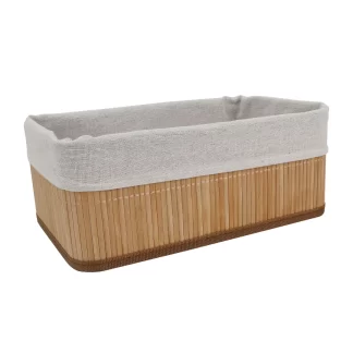 Cesta Retangular Break de Bambu com Forro em Tecido P