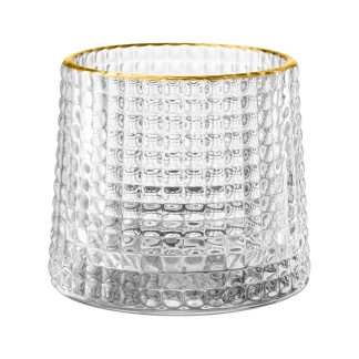 Copo Baixo P/ Whisky Hive Vidro C/ Borda Dourada 180ml